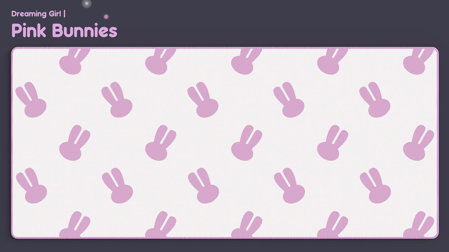 Dreaming Girl Pink Bunnies Deskmat